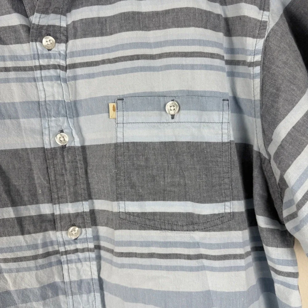 Bob‎ Timberlake Men's XL Blue Gray Stripe Short Sleeve Button Up Shirt